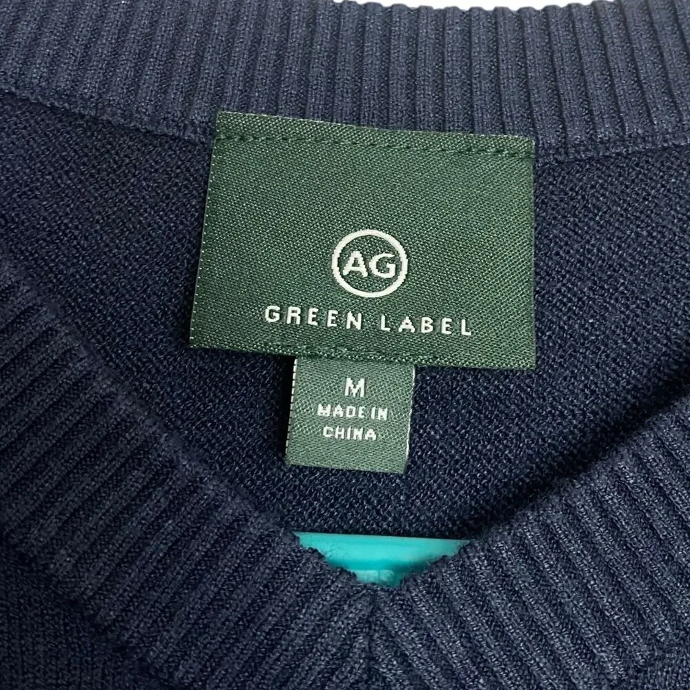 AG Adriano Goldschmied Sweater Mens M Navy Blue V-Neck Vented Golf Preppy NEW - Picture 3 of 10